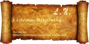 Lichtman Nikoletta névjegykártya